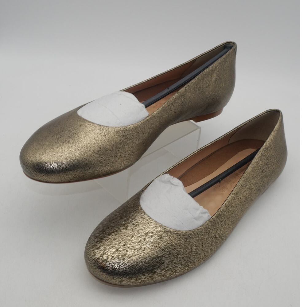 NEW Comfortiva  Leather Flats  Bronze Gold Metallic Women's 9 Wide 9W
